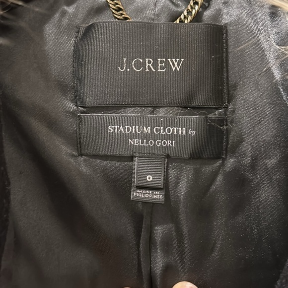 JCrew Women's Stadium Cloth by Nello Gori Wool Blend Coat - sz 0 BLK - Picture 6 of 6